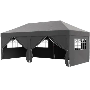 Outsunny Pavilion cca. 6x3 m Stabil Rezistent la iarna Pop-up pavillon pliabil cu ferestre, usa cu fermoar, pereti laterali, protectie UV | Aosom Romania imagine