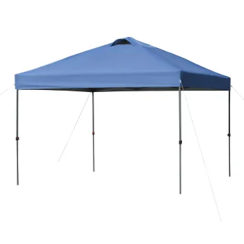 Outsunny Pavilion de gradina, pavilion pliabil, cort festiv, cort de gradina inclusiv cuie, franghii, tesatura Oxford, 2,95 x 2,95 x 2,64 m, Albastru | Aosom Romania imagine