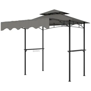 Outsunny Pavilion de gratar 242x149x248 cm rezistent la apa ignifug pavilion de gradina cu acoperis cu dublu strat Gri | Aosom Romania imagine