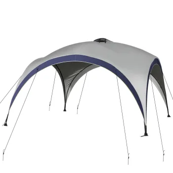Outsunny Pavilion gradina Gartenzelt cort de petrecere cort de soare rezistent la intemperii, stalp metal + poliester crem + albastru 4 x 4 x 2,5 m | Aosom Romania imagine