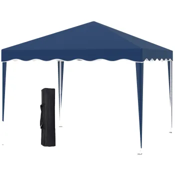 Outsunny pavilion pliant 3 x 3 m, cort de gradina pliabil, reglabil pe inaltime, cu geanta de transport, protectie UV, otel, material Oxford, albastru | Aosom Romania imagine