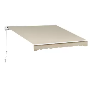 Outsunny Perdea de Soare Copertina retractabila Manuala de Perete in Poliester Impermeabila, Bej, 4x2.5m imagine