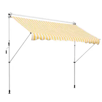 Outsunny Perdea Soare de Perete cu Stalp pentru Sprijin, Alb si Galben,  300x150cm imagine