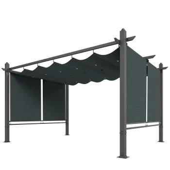 Outsunny Pergola 3 x 4 m copertina pentru terasa cu acoperis glisant, rulouri retractabile automat, protectie UV50+, cadru din aluminiu | Aosom Romania imagine