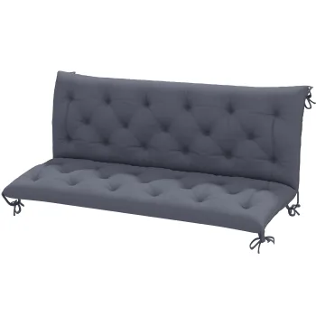 Outsunny Perna de Gradina in Stil Modern Capitonat pentru Locuri de Sedere in Exterior cu 6 Curele, Perna din Bumbac si Poliester, pentru Canapele si Balansoare, 150x98x8 cm, Gri Inchis | Aosom Romania imagine