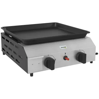 Outsunny Plansa Gratar pe Gaz cu 2 Arzatoare din Otel Inoxidabil, 4,8kW, Gratar Portabil pe Gaz cu Blat cu Gratar Antiaderent pentru Camping, Picnic imagine