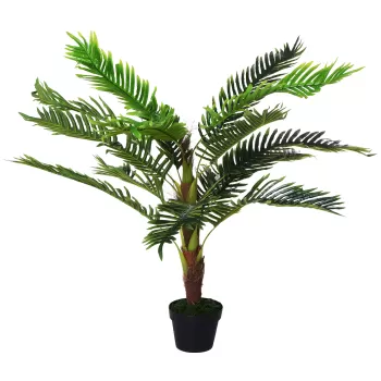 Outsunny Planta Artificiala Palmier Cycas Inaltime 123cm, Planta Artificiala cu Ghiveci Inclus, Decoratiune pentru Casa si Gradina imagine
