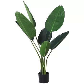 Outsunny Planta Artificiala Pasarea Paradisului Inalta 120cm, Planta Artificiala Strelitzia pentru Interior si Exterior cu Ghiveci imagine