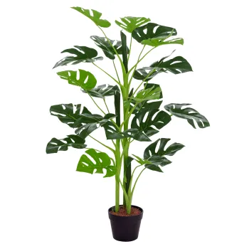 Outsunny Plante artificiale model Monstera cu 21 de frunze in ghiveci de ciment, interior sau exterior, dim. O16 x 100H cm | Aosom Romania imagine