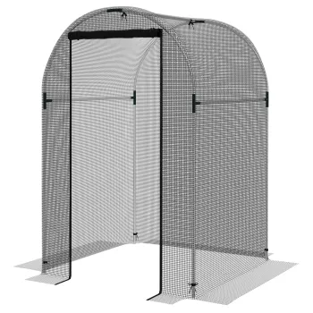 Outsunny Plasa de protectie pentru pasari, protectie pentru plante, robust, usa cu fermoar, 120x120x188 cm, Negru/Argintiu | Aosom Romania imagine