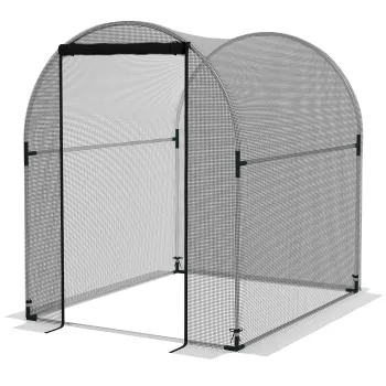 Outsunny Plasa de protectie pentru plante, protectie impotriva pasarilor, cu usa si cadru solid din otel, 1,2x1,5x1,5m, Negru/Argintiu | Aosom Romania imagine