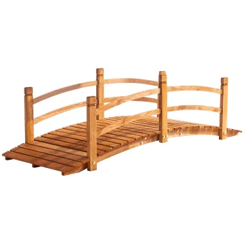 Outsunny Pod de Gradina din Lemn Decor pentru Gradina dim. 185L x 72l x 58H cm cu Balustrada, Lemn de Brad, Portocaliu | Aosom Romania imagine