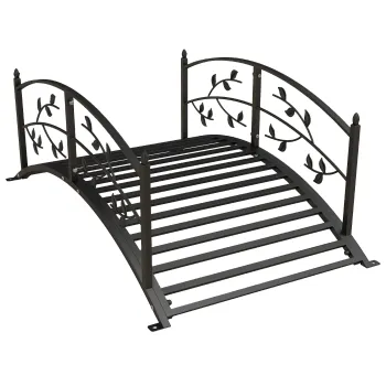 Outsunny Pod de gradina - pod de bazine - decor gradina dim. 119L x 67l x 47H cm cu balustrada motive de vita de vie otel negru | Aosom Romania imagine