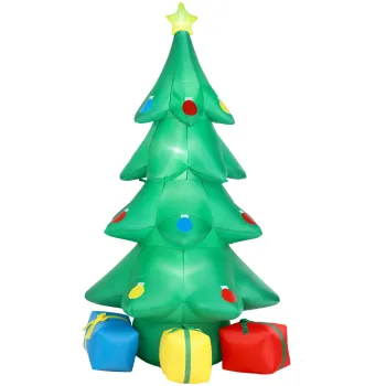 Outsunny Pom de Craciun gonflabil 300 cm cu stea RGB, lumina LED, cutii cadou, XXL IP44 rezistent la apa pentru petreceri de Craciun | Aosom Romania imagine