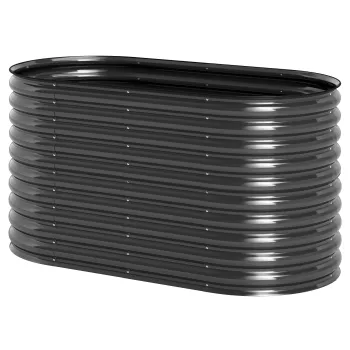 Outsunny Recipient pentru plante, ghiveci metalic cu margine de siguranta si manusi, podea deschisa, 160B x 80T x 80H cm, Gri inchis | Aosom Romania imagine