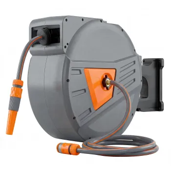 Outsunny Rulou furtun de gradina montat pe perete 40+2 m x O 15mm, bobina retractabila automata pivotanta la 180?, portocaliu | Aosom Romania imagine