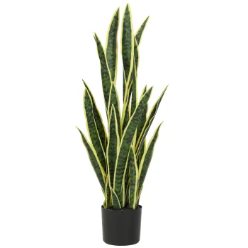Outsunny Sansevieria Artificiala in Ghiveci, Planta Falsa pentru Interior si Exterior cu 21 de Frunze Modelabile, O20x90 cm | Aosom Romania imagine