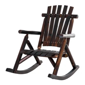 Outsunny Scaun Balansoar de Gradina Adirondack in Stil Country, Lemn de Brad 97x71x100cm Culoare Lemn Carbonizat imagine