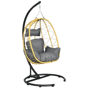 Outsunny Scaun Balansoar din Ratan din PE de Exterior cu Perna imagine