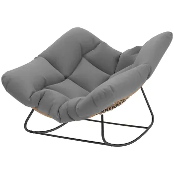 Outsunny Scaun balansoar fotoliu balansoar cu perna rezistent la intemperii scaun de gradina pana la 120 kg pentru living, gradina, gazon Gri | Aosom Romania imagine