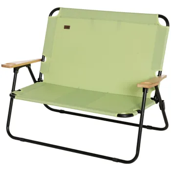 Outsunny scaun de camping 2 locuri, pliabil, cu suport pentru bauturi, 141 x 67 x 80 cm, Verde | Aosom Romania imagine