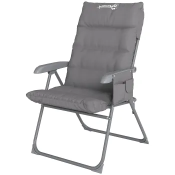 Outsunny Scaun de Camping Pliabil cu Spatar Inalt Reglabil in 5 Pozitii si Buzunare Laterale, 66x58x105 cm, Gri Deschis | Aosom Romania imagine