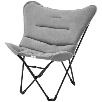 Outsunny Scaun de camping scaun de plaja pliabil sezut larg si captusit pliabil pentru pescuit 88 x 74 x 84 cm gri deschis | Aosom Romania imagine