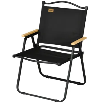 Outsunny Scaun de Camping si Plaja Pliabil cu Cotiere, 54x59x78 cm, Negru | Aosom Romania imagine