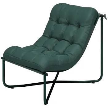 Outsunny Scaun de gradina Fotoliu de gradina cu perna Sezut sling respirabil Cadru din otel pentru gradina terasa 76 x 92 x 76 cm Verde inchis | Aosom Romania imagine