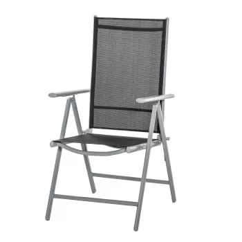 Outsunny Scaun de Gradina Pliabil cu Spatar Reglabil din Aluminiu, Negru 65x55x107cm imagine