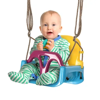 Outsunny Scaun de Leagan 3 in 1 pentru Copii, Leagan pentru Copii pentru Bebelusi pana la Copii, cu Spatar Detasabil si Bara in T, Franghie Reglabila, Varsta 9-36 Luni, Albastru | Aosom Romania imagine