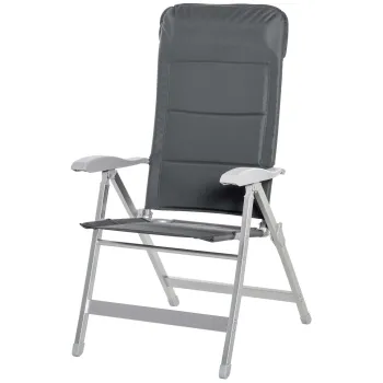 Outsunny Scaun de Pescuit Pliabil cu Cotiere si Spatar Inaltat Reglabil, 75x61.5x76-115 cm, Gri | Aosom Romania imagine