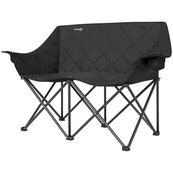 Outsunny Scaun pliabil 2 locuri, scaun de camping pliabil cu geanta de transport, outdoor, suporta pana la 250 kg, 145 x 60 x 92 cm, Negru | Aosom Romania imagine