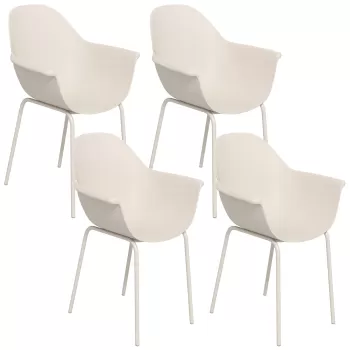 Outsunny Scaune De Gradina 4 Bucati, Scaune Stivuibile De Exterior Cu Spatar Inalt Si Cotiera, Scaun De Masa Cu Cadru din Metal Set De 4, Gri imagine