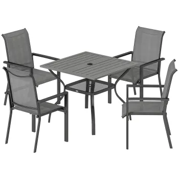 Outsunny scaune si masa de exterior din lemn si metal | Aosom Romania imagine