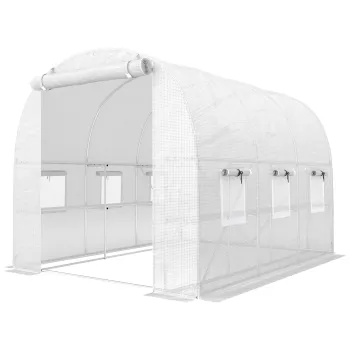 Outsunny Sera aprox. 2,7 x 2 x 2 m cu rafturi, usa rulabila cu fermoar, 6 ferestre cu plasa, tije de sustinere | Aosom Romania imagine