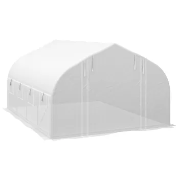 Outsunny Sera Cabina 4 x 3(m), Pereti Laterali Rulabili cu Fermoar, Usa cu Plasa, 8 Ferestre cu Plasa, Cort Tunel de Sera imagine