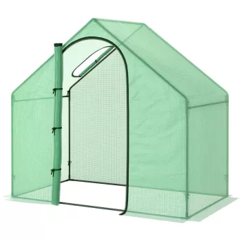 Outsunny Sera Cabina Portabila 180x100cmx168cm, Folie PE, Sera de Gradina cu Cadru de Otel, Usa cu Fermoar, Aerisire Superioara, pentru Flori, Legume, Puieti, Plante Tropicale, Verde imagine