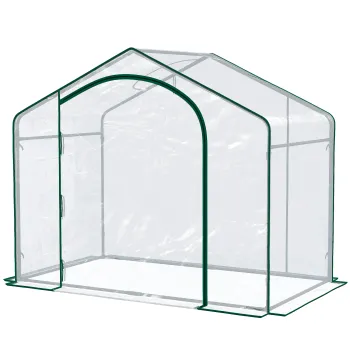 Outsunny Sera Cabina Portabila 6' x 3' x 6', Folie PE, Sera de Gradina cu Cadru de Otel, Usa cu Fermoar, Aerisire Superioara, pentru Flori, Legume, Puieti, Plante Tropicale, Verde | Aosom Romania imagine