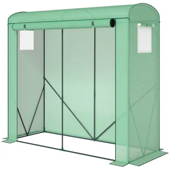 Outsunny Sera cu ferestre cu plasa si usa rulanta, sera cu folie si cadru din otel 200 x 75 x 188 cm Verde | Aosom Romania imagine