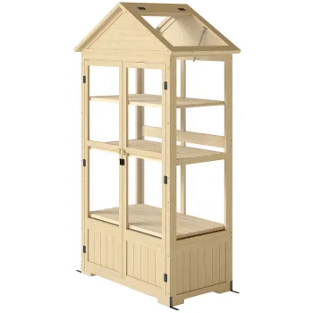 Outsunny Sera, cu Raft, Fereastra Acoperis, Usa Inchidere, Acrip, Cadru din Lemn, 100 x 56, 5 x 178 cm | Aosom Romania imagine