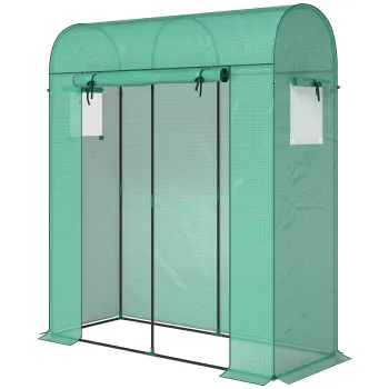 Outsunny Sera de Balcon cu Usa si Ferestre Rulante, Sera pentru Gradina cu Structura din Otel si Acoperis PE, pentru Plante, Legume, Flori, Fructe, Anti UV, 170x68x200 cm, Verde | Aosom Romania imagine
