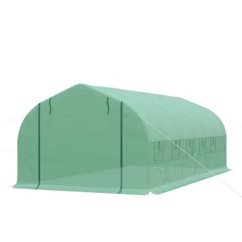 Outsunny Sera de exterior - Sera tip tunel 6x3x2 m, sera mare de gradina cu 12 ferestre si usa rulabila cu fermoar, cadru din metal pentru cultivarea plantelor, verde | Aosom Romania imagine