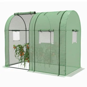 Outsunny Sera de gradina 1,8 m2 dim. 1,85L x 0,9l x 1,5H m 2 Usi cu fermoar rulante 4 Ferestre rulante Otel PE Verde | Aosom Romania imagine