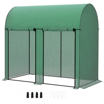 Outsunny Sera de gradina 2 m2 sera pentru rosii 2 usi cu fermoar infasurate otel PE densitate mare anti-UV 2 x 1 x 1,78 m verde | Aosom Romania imagine