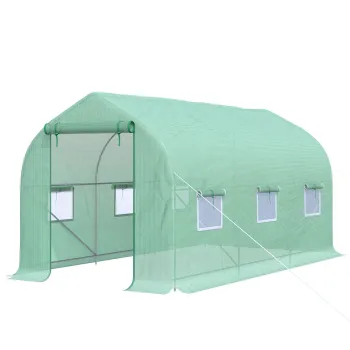 Outsunny Sera de Gradina 4x2x2 m Sera Tunel cu 6 Ferestre Transpirabile si Usa Pliabila Verde | Aosom Romania imagine