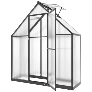 Outsunny Sera de gradina din aluminiu si policarbonat, cu fereastra reglabila si usa batanta, rezistenta la intemperii, transparent | Aosom Romania imagine