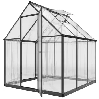 Outsunny Sera de gradina din aluminiu si policarbonat, sera cu fereastra reglabila si usa batanta, rezistenta la intemperii, transparent | Aosom Romania imagine