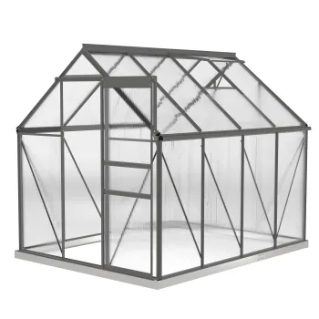 Outsunny Sera de gradina din policarbonat 4,8 m2 cu fundatie, clapeta reglabila, usa culisanta 1,9x2,53x1,99m transparent | Aosom Romania imagine