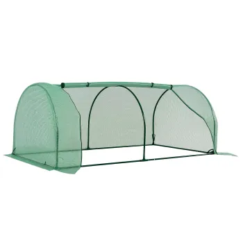 Outsunny Sera de gradina mini sera sera de rosii 2 x 1 x 0,8 m usa cu fermoar folie PE cadru otel verde | Aosom Romania imagine